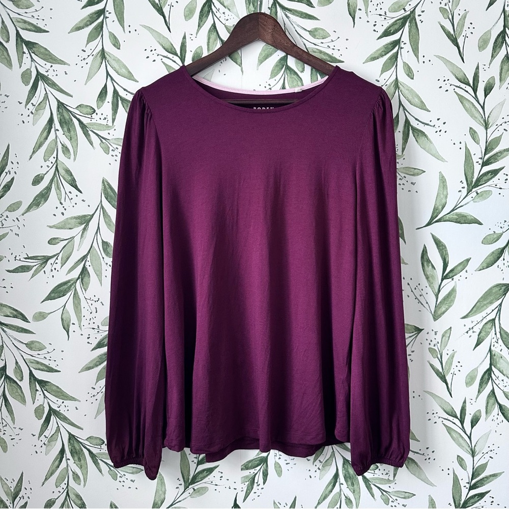 Boden Supersoft Long Sleeve Top. Size 20. Burgundy.
